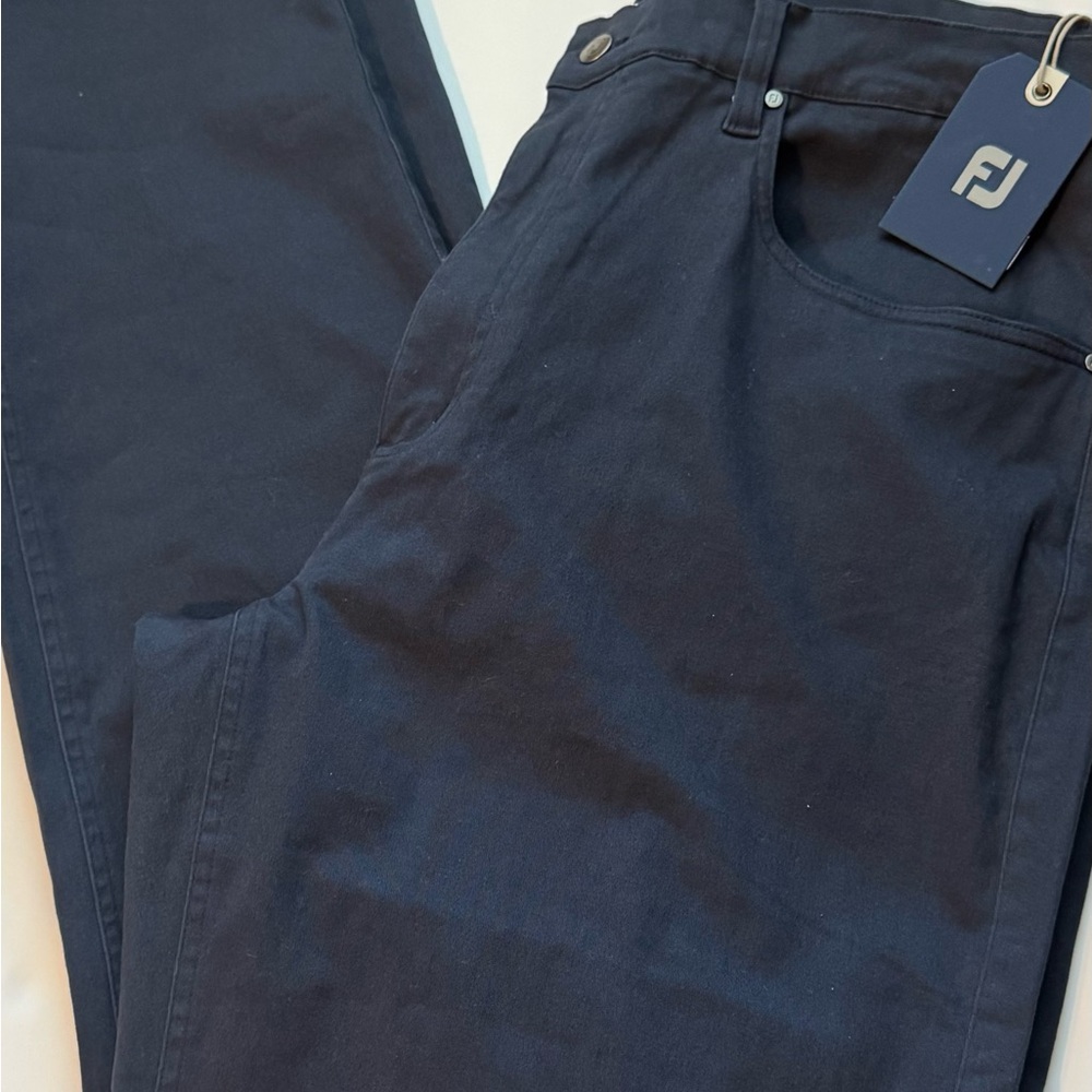 Footjoy Mens Pants Golf Navy Blue Flat Front 38x32 Cotton Twill Chino Pockets